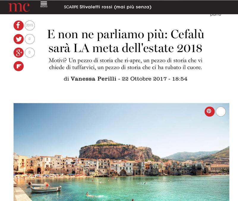 Cefalù sarà La meta dell'estate 2018 - Lo dice la famosa rivista "Marie Claire"